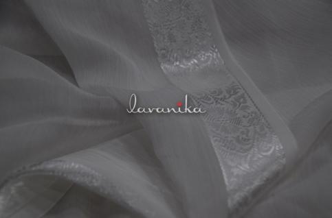 Satin Embroidered Border on Chiffon Fabric(Dyeable) DnoRH04ARFD
